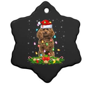 Poodle Dog Lover Lighting Xmas Santa Poodle Christmas Gift Ceramic Star Ornament