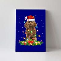 Poodle Dog Lover Lighting Xmas Santa Poodle Christmas Gift Canvas