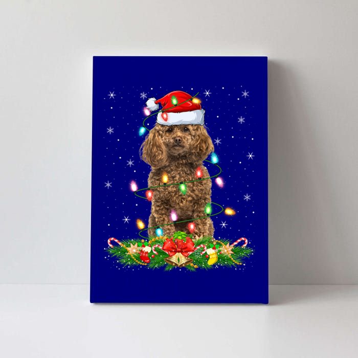 Poodle Dog Lover Lighting Xmas Santa Poodle Christmas Gift Canvas