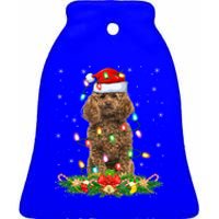 Poodle Dog Lover Lighting Xmas Santa Poodle Christmas Gift Ceramic Bell Ornament