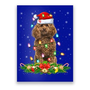 Poodle Dog Lover Lighting Xmas Santa Poodle Christmas Gift Poster