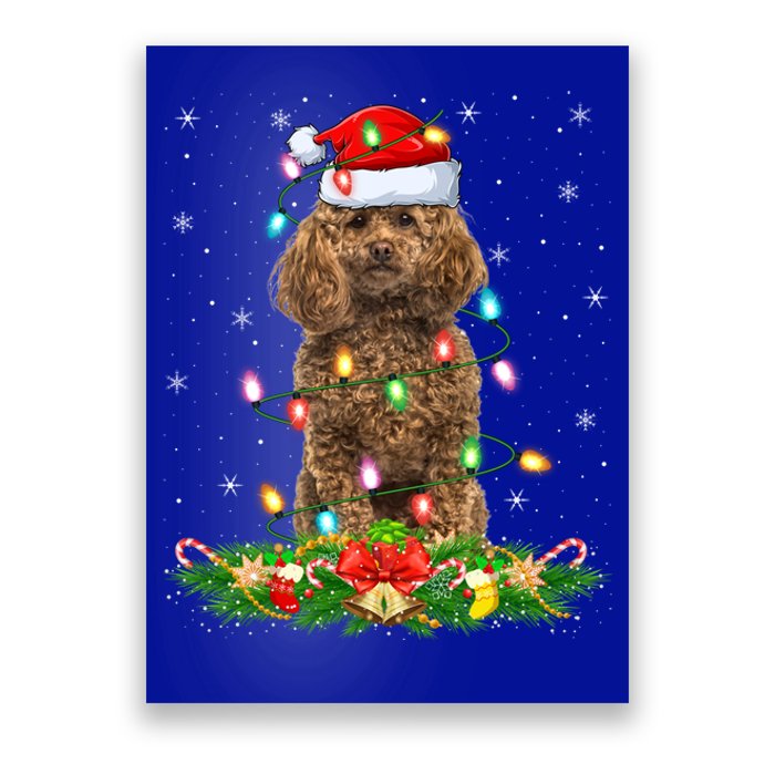 Poodle Dog Lover Lighting Xmas Santa Poodle Christmas Gift Poster