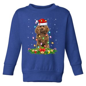 Poodle Dog Lover Lighting Xmas Santa Poodle Christmas Gift Toddler Sweatshirt