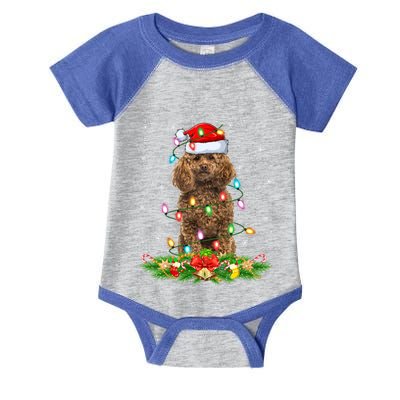 Poodle Dog Lover Lighting Xmas Santa Poodle Christmas Gift Infant Baby Jersey Bodysuit