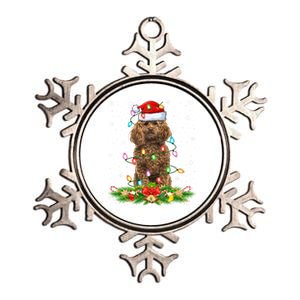 Poodle Dog Lover Lighting Xmas Santa Poodle Christmas Gift Metallic Star Ornament