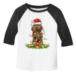 Poodle Dog Lover Lighting Xmas Santa Poodle Christmas Gift Toddler Fine Jersey T-Shirt