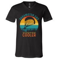 Paramotor Dad Like A Regular Dad But Cooler Funny Paramotor Pilot V-Neck T-Shirt