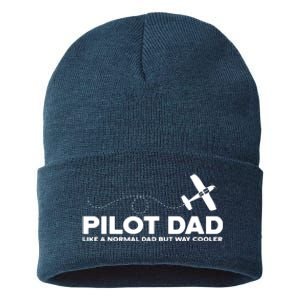 Pilot Dad Like Normal Dad But Cooler Airplane Pilot Dad Sustainable Knit Beanie