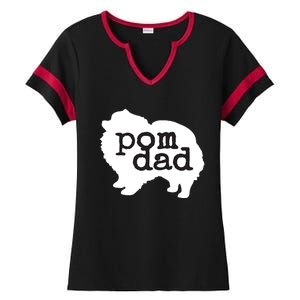 Pomeranian Dog Lover Pom Dad Ladies Halftime Notch Neck Tee