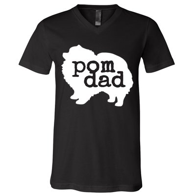 Pomeranian Dog Lover Pom Dad V-Neck T-Shirt