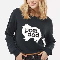 Pomeranian Dog Lover Pom Dad Cropped Pullover Crew