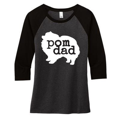 Pomeranian Dog Lover Pom Dad Women's Tri-Blend 3/4-Sleeve Raglan Shirt