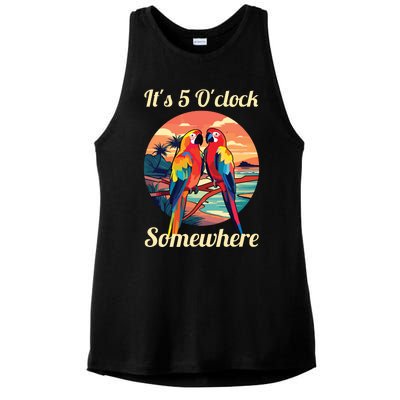 Parrot Drunk Margarita Cocktail Tequila Alcoholic Drinks Ladies PosiCharge Tri-Blend Wicking Tank