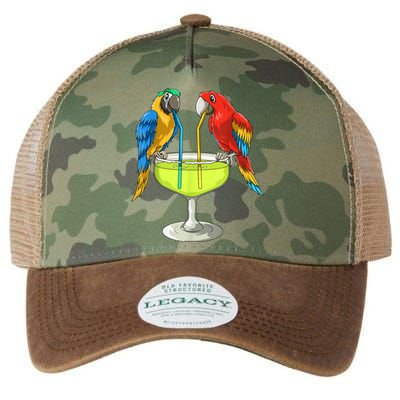 Parrots Drinking Margarita Hawaiian Vacation Beach Party Legacy Tie Dye Trucker Hat