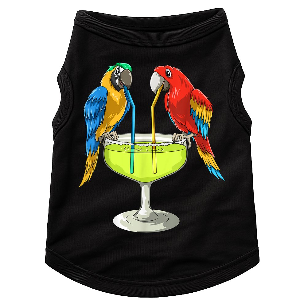 Parrots Drinking Margarita Hawaiian Vacation Beach Party Doggie Tank