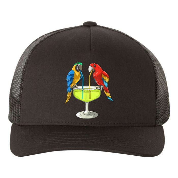 Parrots Drinking Margarita Hawaiian Vacation Beach Party Yupoong Adult 5-Panel Trucker Hat