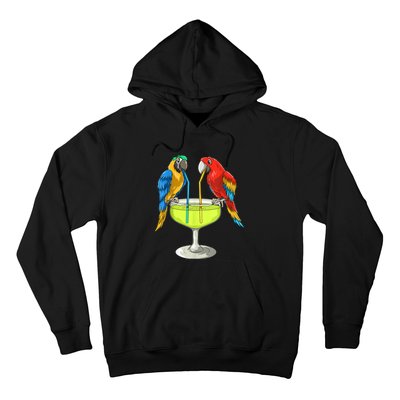 Parrots Drinking Margarita Hawaiian Vacation Beach Party Hoodie