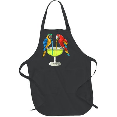 Parrots Drinking Margarita Hawaiian Vacation Beach Party Full-Length Apron With Pockets