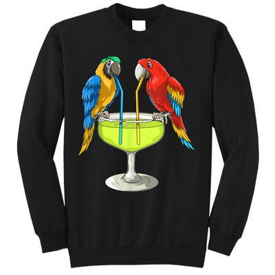 Parrots Drinking Margarita Hawaiian Vacation Beach Party Sweatshirt