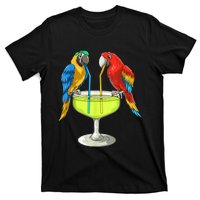 Parrots Drinking Margarita Hawaiian Vacation Beach Party T-Shirt