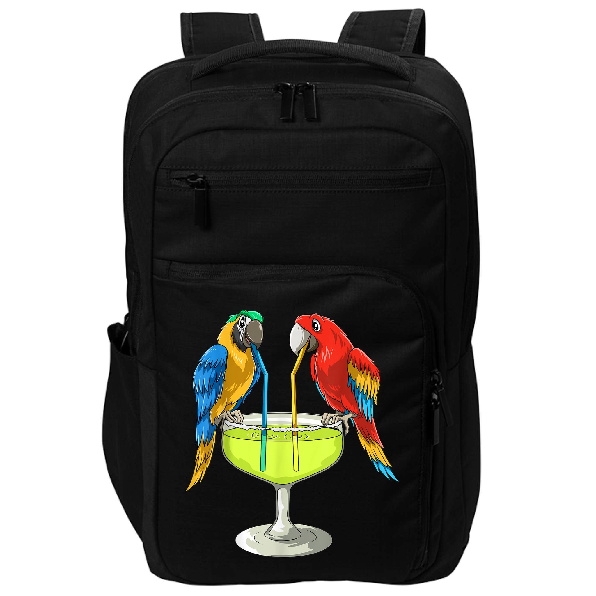 Parrots Drinking Margarita Hawaiian Vacation Beach Party Impact Tech Backpack