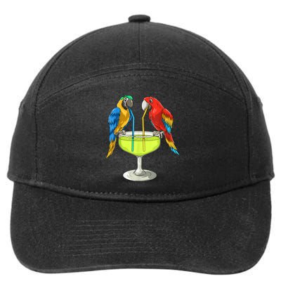 Parrots Drinking Margarita Hawaiian Vacation Beach Party 7-Panel Snapback Hat