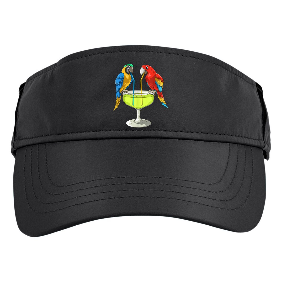 Parrots Drinking Margarita Hawaiian Vacation Beach Party Adult Drive Performance Visor