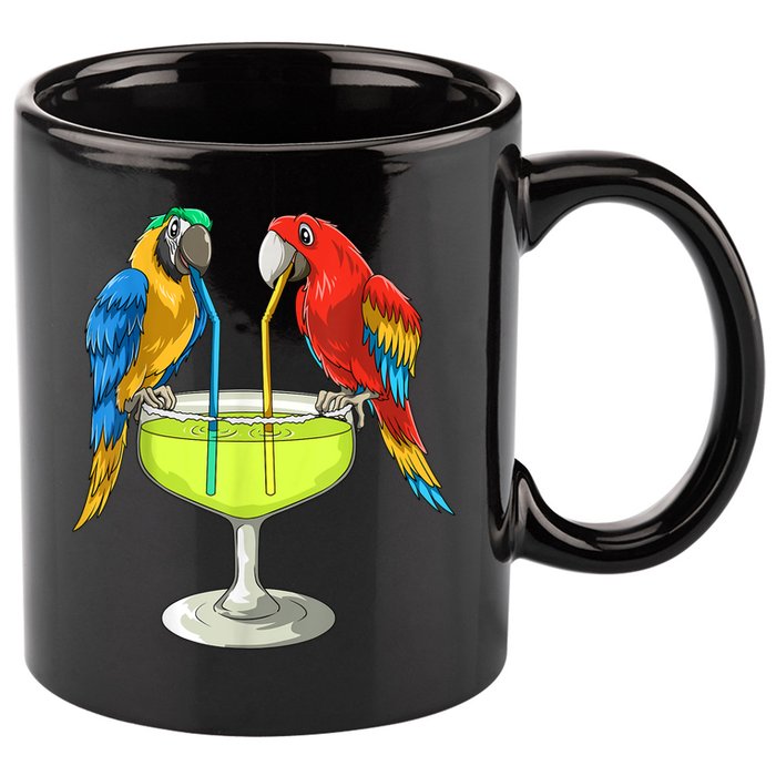 Parrots Drinking Margarita Hawaiian Vacation Beach Party 11oz C Handle Ceramic Mug