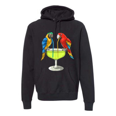 Parrots Drinking Margarita Hawaiian Vacation Beach Party Premium Hoodie