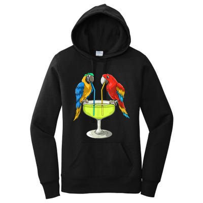 Parrots Drinking Margarita Hawaiian Vacation Beach Party Women's Pullover Hoodie