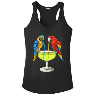 Parrots Drinking Margarita Hawaiian Vacation Beach Party Ladies PosiCharge Competitor Racerback Tank