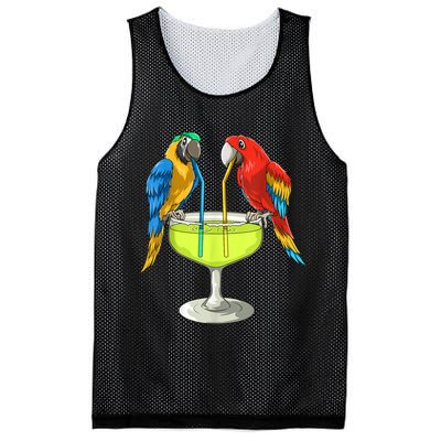Parrots Drinking Margarita Hawaiian Vacation Beach Party Mesh Reversible Basketball Jersey Tank