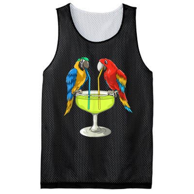 Parrots Drinking Margarita Hawaiian Vacation Beach Party Mesh Reversible Basketball Jersey Tank