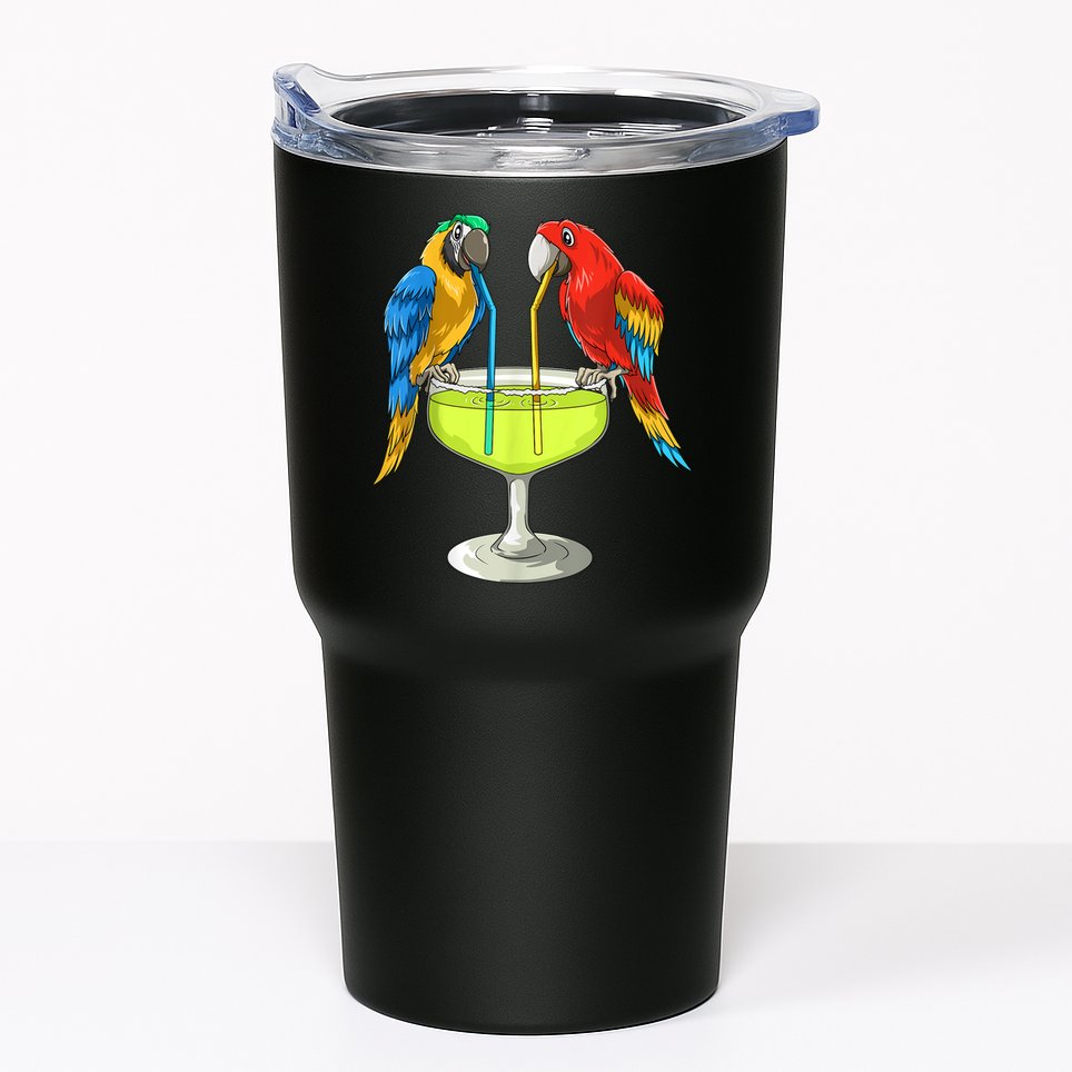Parrots Drinking Margarita Hawaiian Vacation Beach Party Tumbler