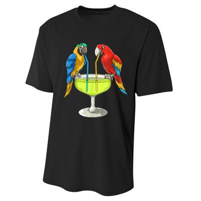 Parrots Drinking Margarita Hawaiian Vacation Beach Party Performance Sprint T-Shirt