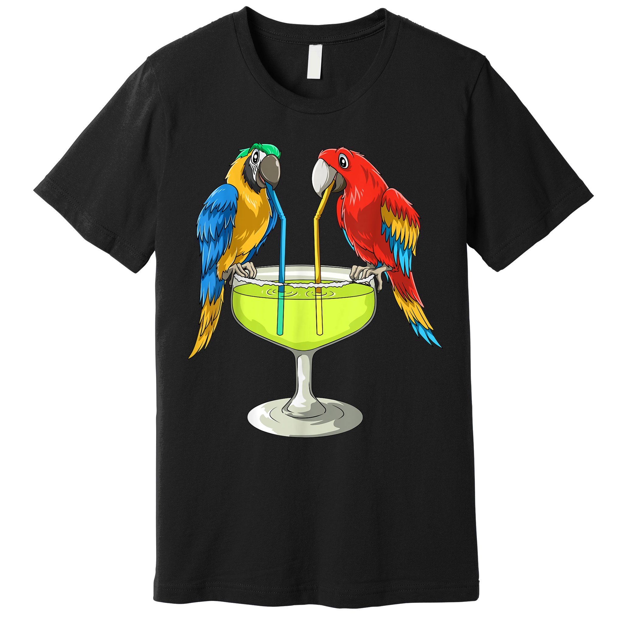 Parrots Drinking Margarita Hawaiian Vacation Beach Party Premium T-Shirt