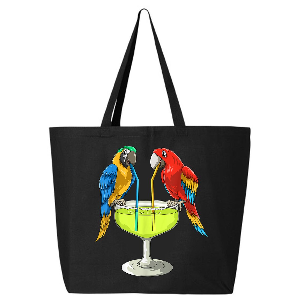 Parrots Drinking Margarita Hawaiian Vacation Beach Party 25L Jumbo Tote