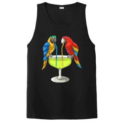 Parrots Drinking Margarita Hawaiian Vacation Beach Party PosiCharge Competitor Tank