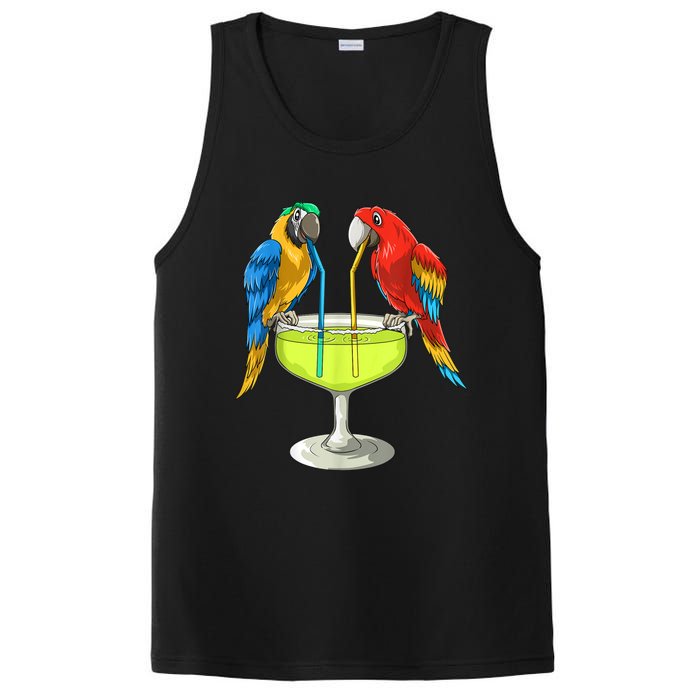 Parrots Drinking Margarita Hawaiian Vacation Beach Party PosiCharge Competitor Tank