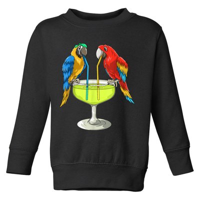 Parrots Drinking Margarita Hawaiian Vacation Beach Party Toddler Sweatshirt