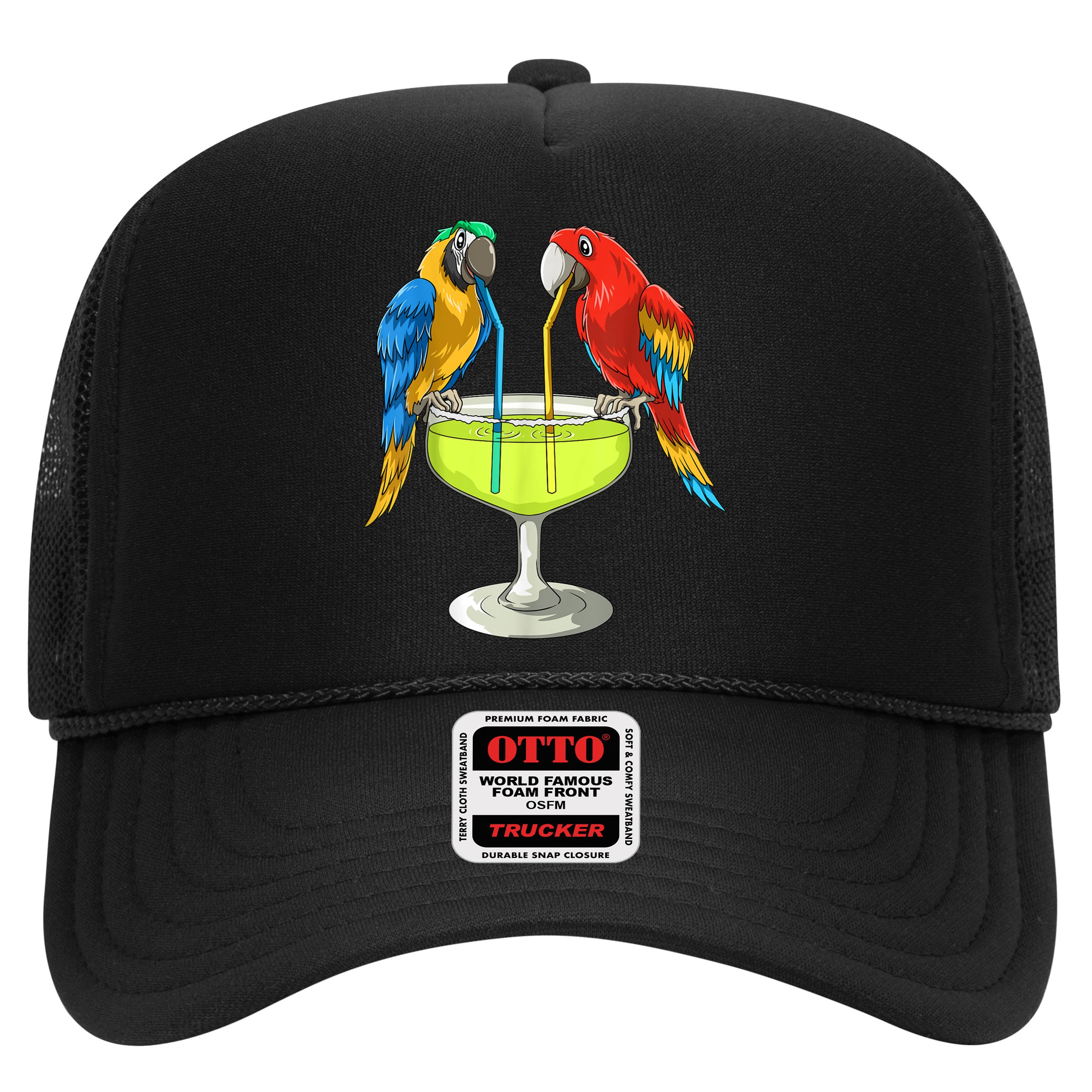 Parrots Drinking Margarita Hawaiian Vacation Beach Party Hat