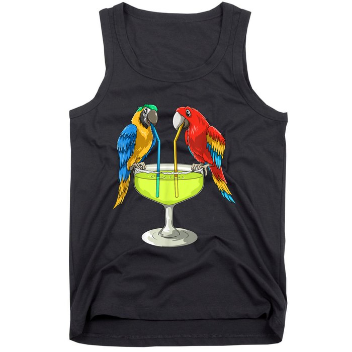 Parrots Drinking Margarita Hawaiian Vacation Beach Party Tank Top