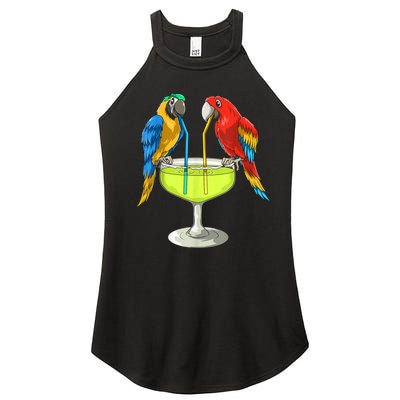 Parrots Drinking Margarita Hawaiian Vacation Beach Party Women’s Perfect Tri Rocker Tank