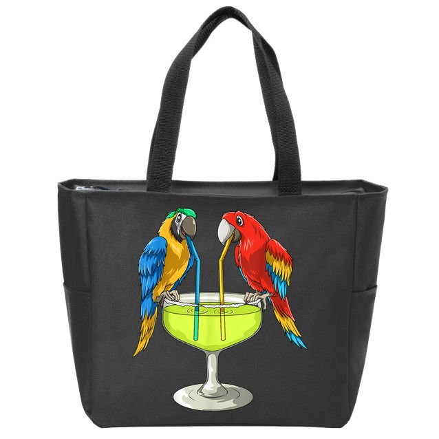 Parrots Drinking Margarita Hawaiian Vacation Beach Party Zip Tote Bag
