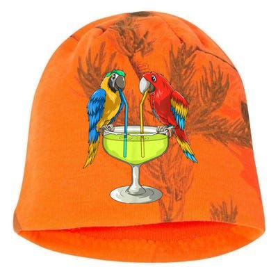 Parrots Drinking Margarita Hawaiian Vacation Beach Party Kati - Camo Knit Beanie