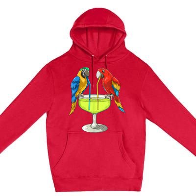 Parrots Drinking Margarita Hawaiian Vacation Beach Party Premium Pullover Hoodie