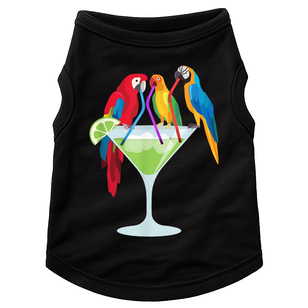 Parrots Drinking Margarita Tropical Vacation Hawaiian Birds Doggie Tank