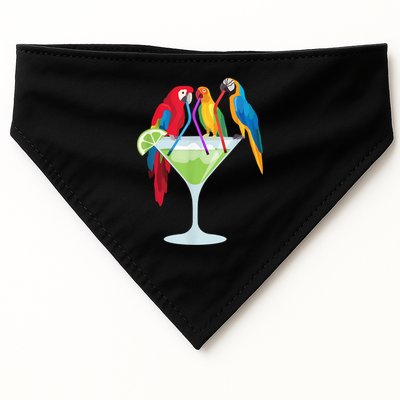 Parrots Drinking Margarita Tropical Vacation Hawaiian Birds USA-Made Doggie Bandana