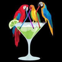 Parrots Drinking Margarita Tropical Vacation Hawaiian Birds Bucket Hat