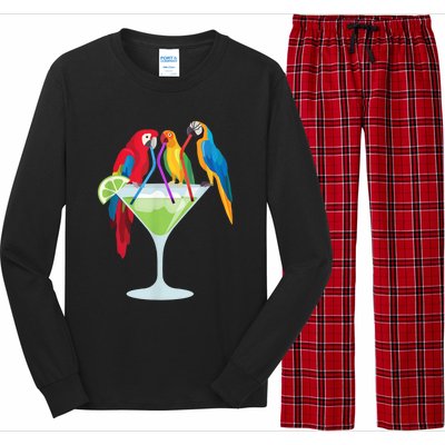 Parrots Drinking Margarita Tropical Vacation Hawaiian Birds Long Sleeve Pajama Set